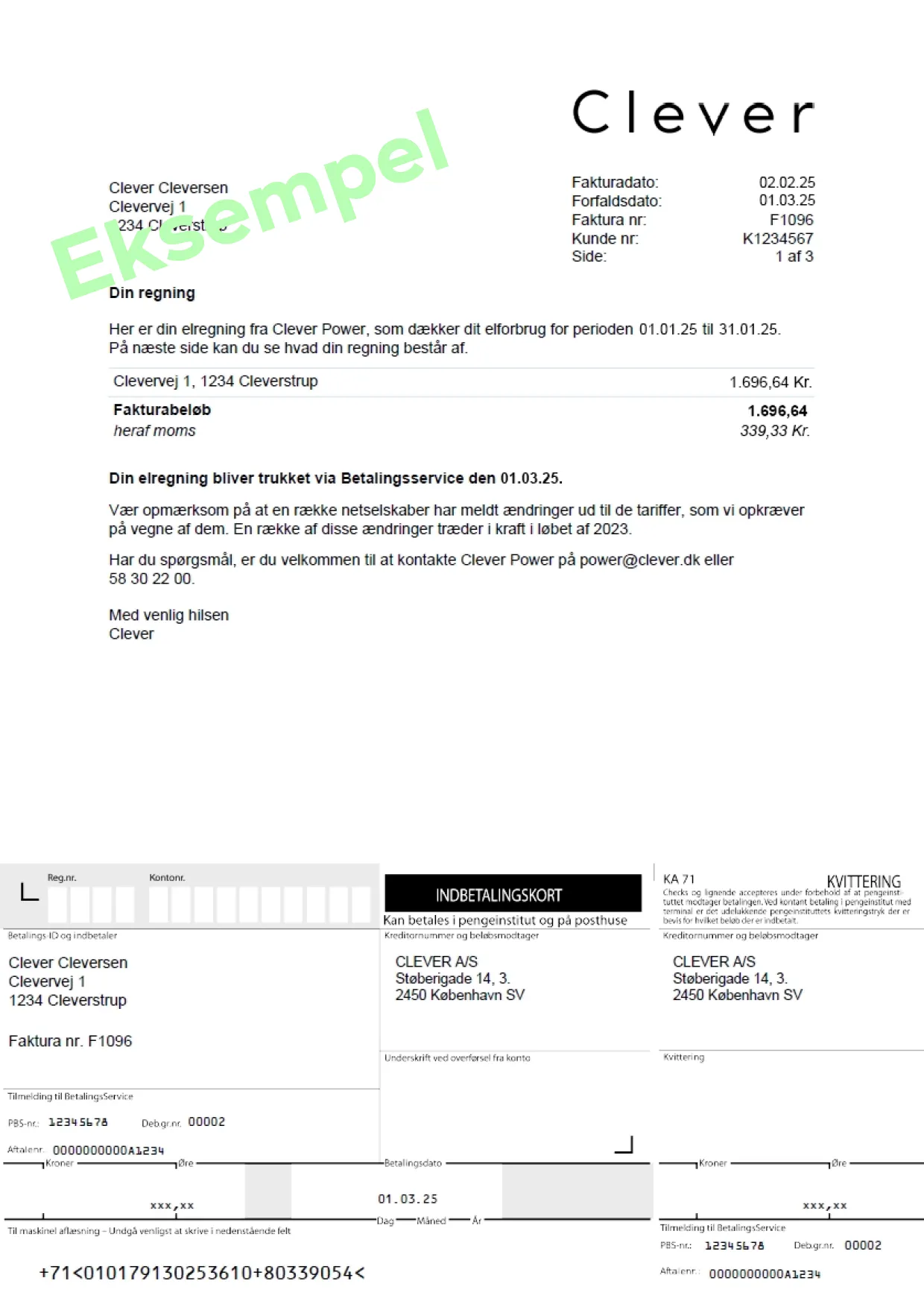Eksempel på elregning