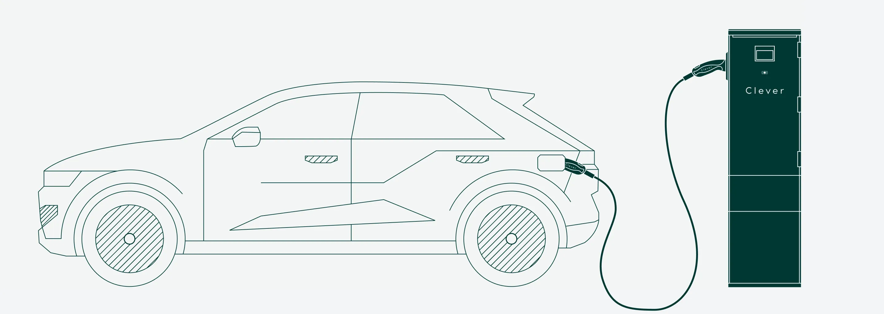 Illustration af en bil der lader ved ladestander