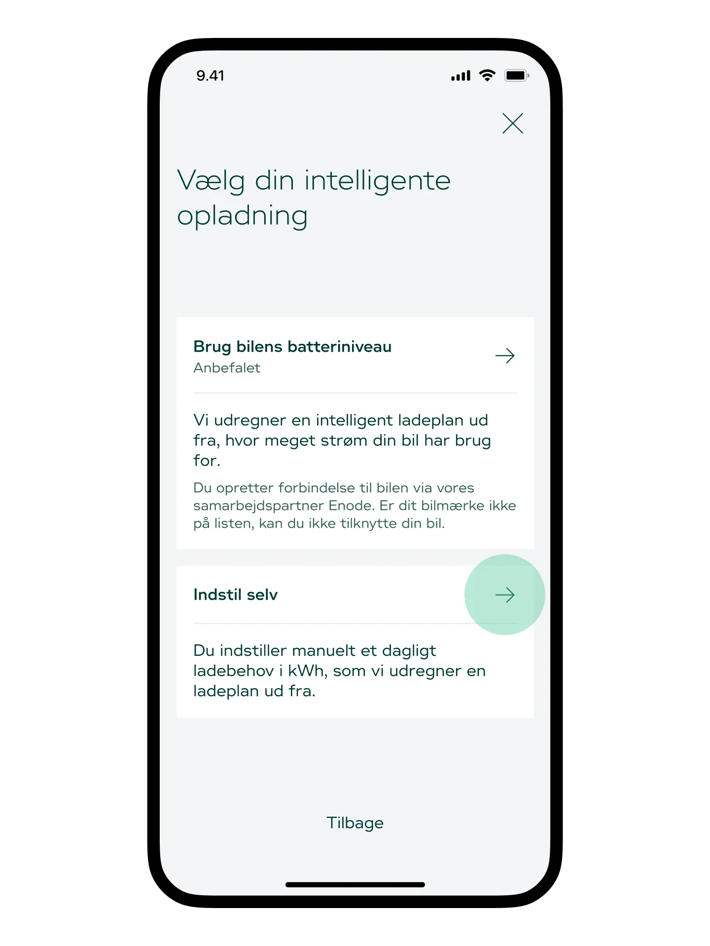 Indstil et opladningsbehov